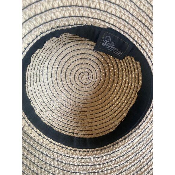 Jacobsons Tan Black Woven Floppy Sun Hat One Size - Picture 6 of 6